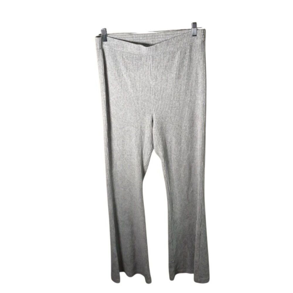 Aerie Sweatpants Women's XL Long Ribbed Wide Leg Pull On Flare Casual Gray